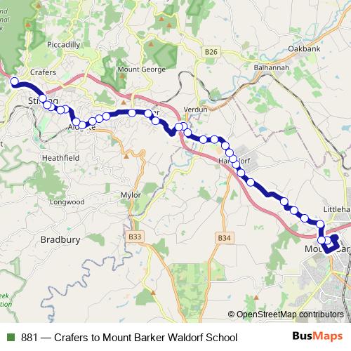 881 bus Line Map