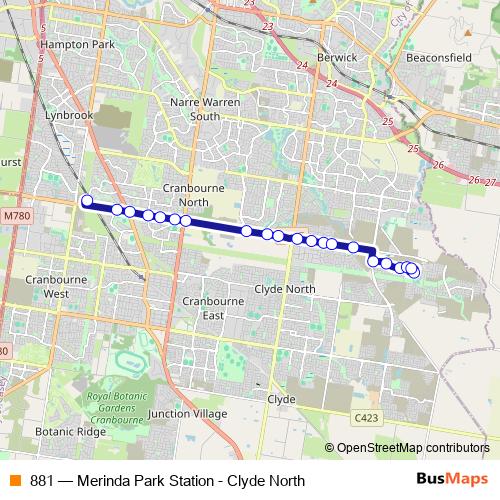 881 bus Line Map
