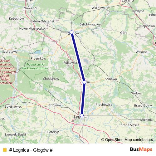 # Legnica - Głogów # rail Line Map