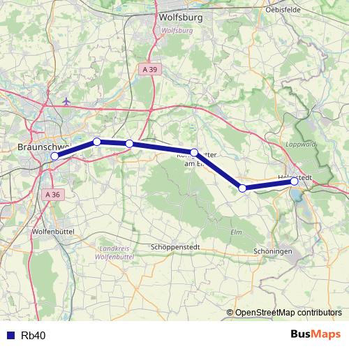 Rb40 bus Line Map