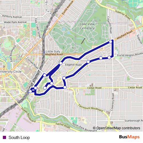 South Loop bus Line Map