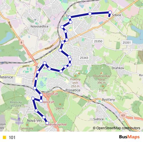 101 trolleybus Line Map