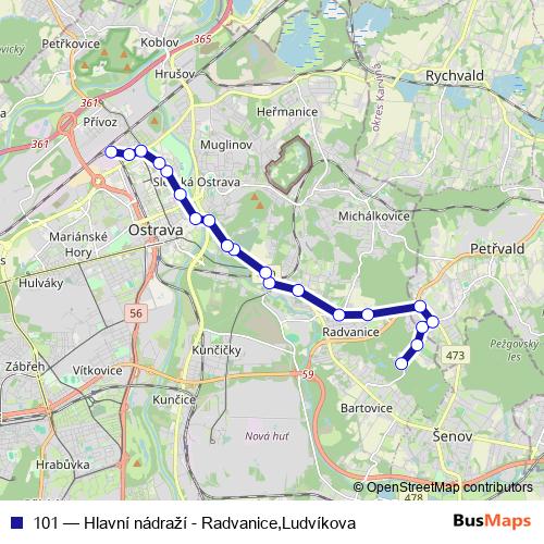101 trolleybus Line Map