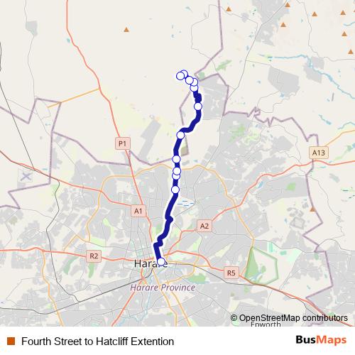 Fourth Street to Hatcliff Extention bus Line Map