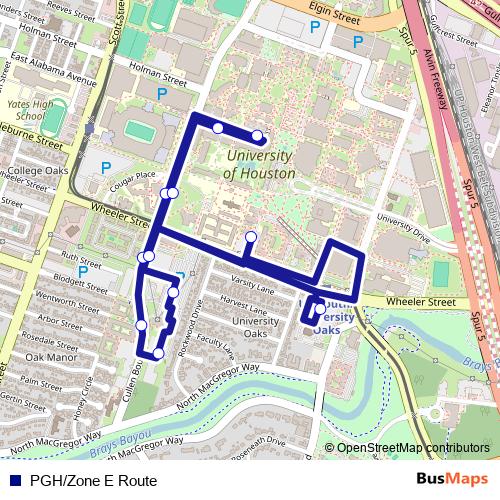 PGH/Zone E Route bus Line Map