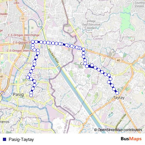 Pasig-Taytay bus Line Map