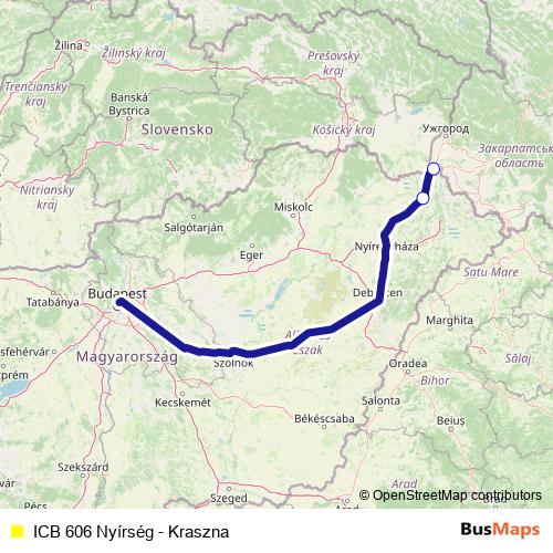 ICB 606 Nyírség - Kraszna bus Line Map