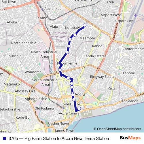376b bus Line Map