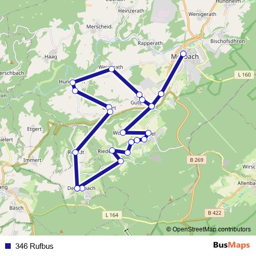 346 Rufbus bus Line Map