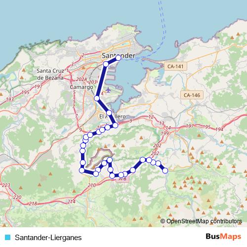 Santander-Lierganes bus Line Map