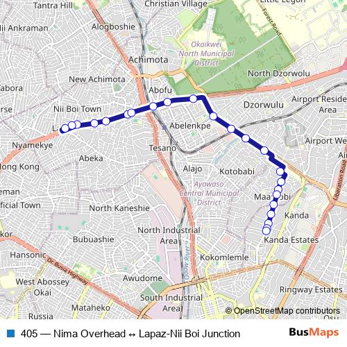 405 bus Line Map