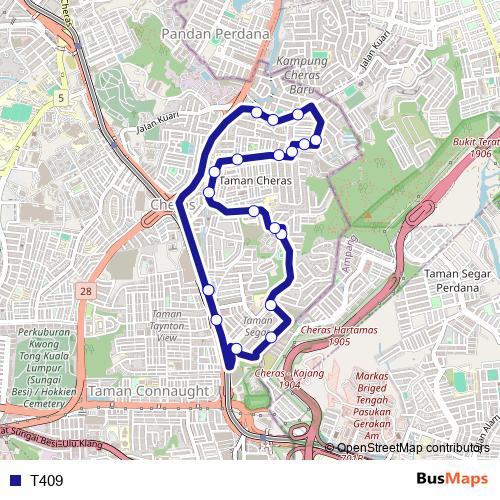 T409 bus Line Map