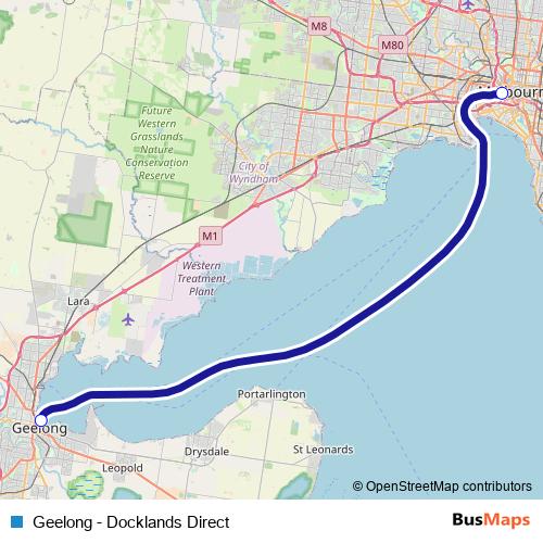 Geelong - Docklands Direct ferry Line Map