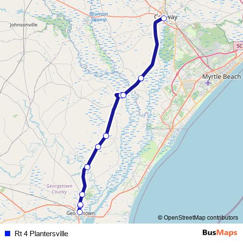 Rt 4 Plantersville bus Line Map
