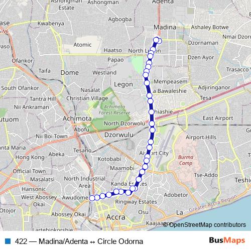 422 bus Line Map