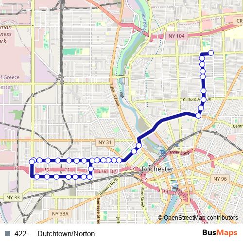 422 bus Line Map