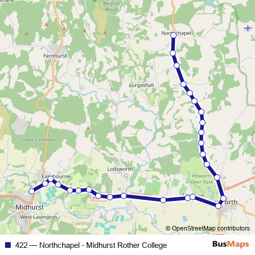 422 bus Line Map