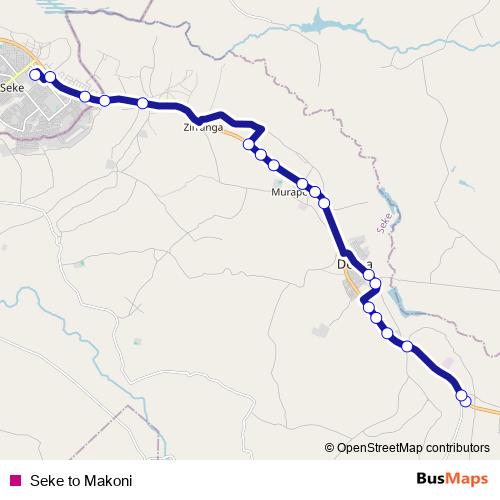 Seke to Makoni bus Line Map
