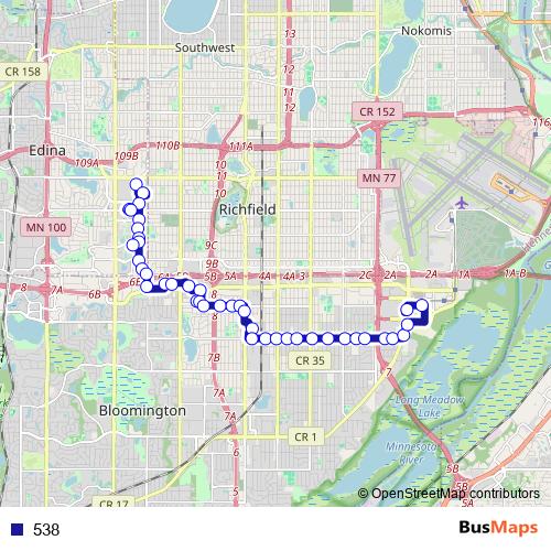 538 bus Line Map