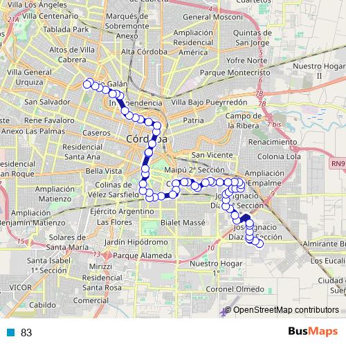 83 bus Line Map