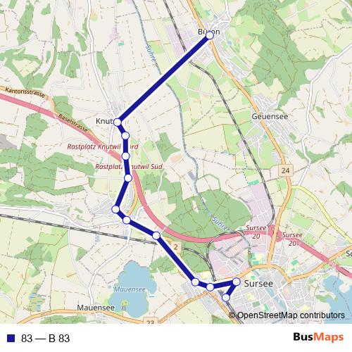 83 bus Line Map
