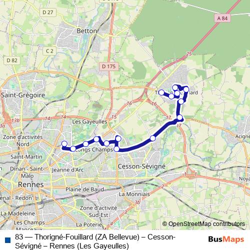 83 bus Line Map