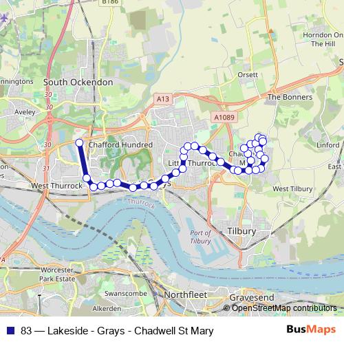83 bus Line Map