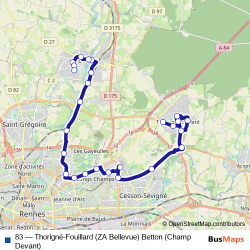 83 bus Line Map