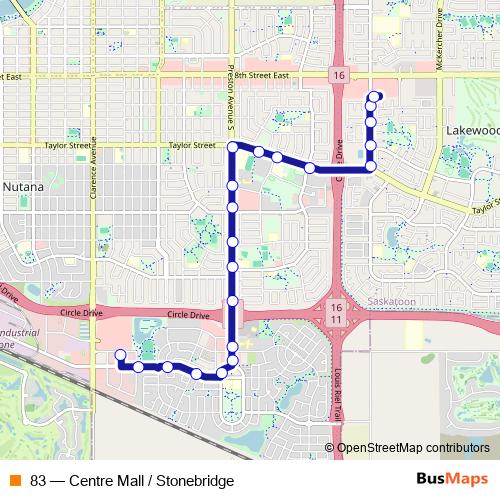 83 bus Line Map
