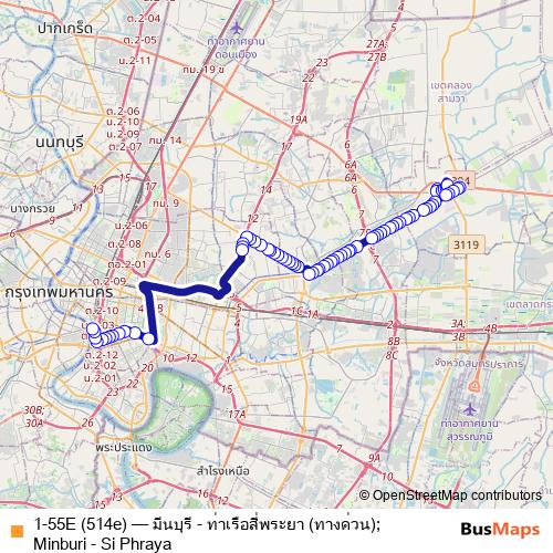 1-55E (514e) bus Line Map