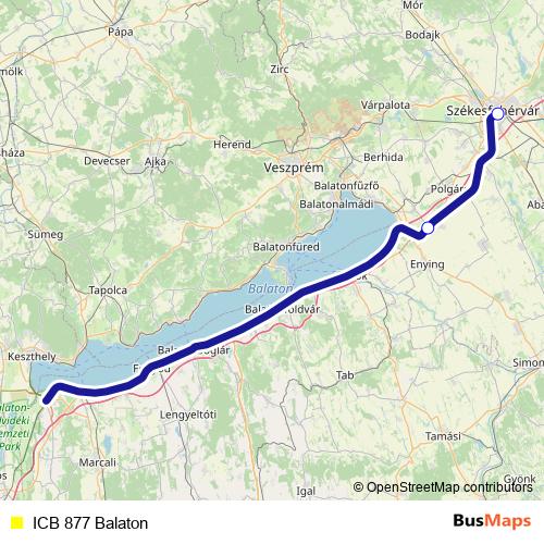 ICB 877 Balaton bus Line Map