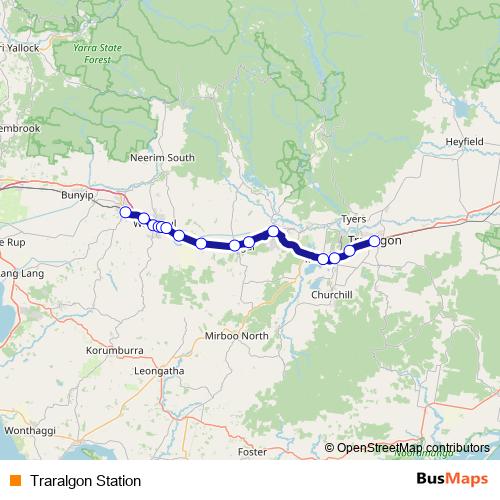 Traralgon Station bus Line Map