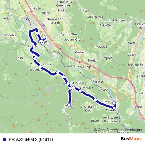 PR A22 6406 2 (64611) bus Line Map