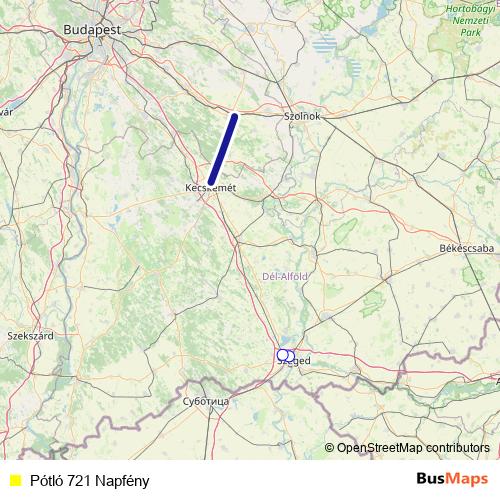 Pótló 721 Napfény bus Line Map