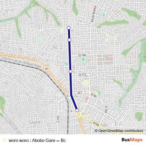 woro woro : Abobo Gare ↔ Bc bus Line Map