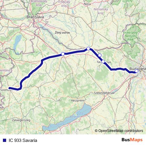 IC 933 Savaria rail Line Map