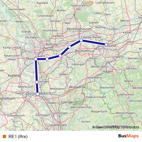 RE1 (Rrx) rail Line Map
