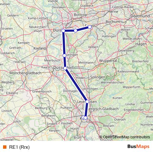 RE1 (Rrx) rail Line Map