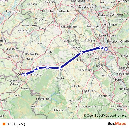 RE1 (Rrx) rail Line Map
