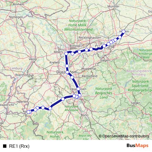 RE1 (Rrx) rail Line Map