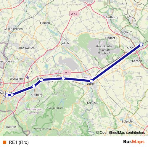 RE1 (Rrx) rail Line Map