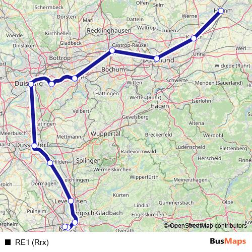 RE1 (Rrx) rail Line Map