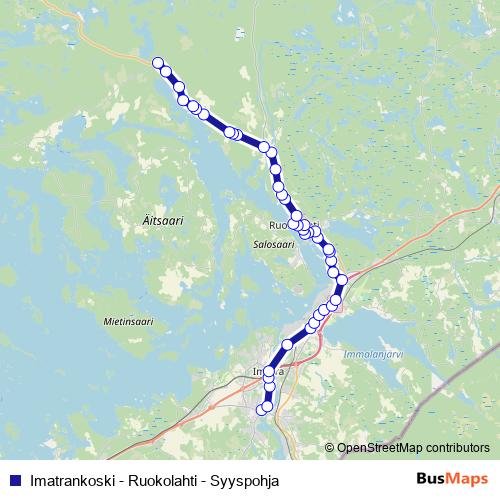 Imatrankoski - Ruokolahti - Syyspohja bus Line Map