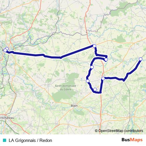 LA Grigonnais / Redon bus Line Map