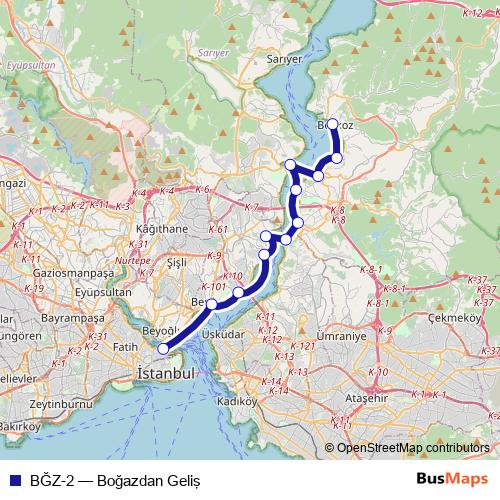 BĞZ-2 ferry Line Map