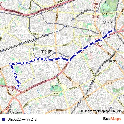 Shibu22 bus Line Map