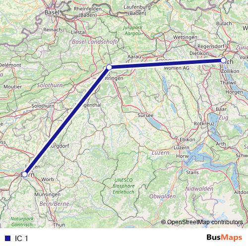 IC 1 rail Line Map