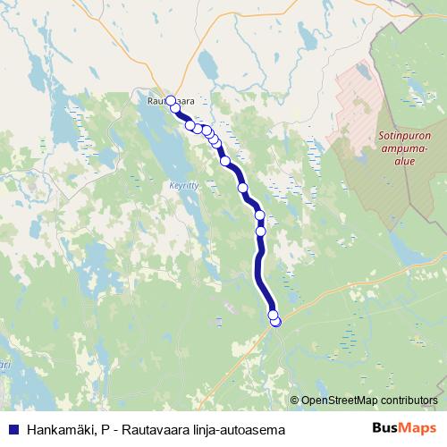 Hankamäki, P - Rautavaara linja-autoasema bus Line Map