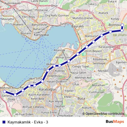 Kaymakamlık - Evka - 3 metro Line Map