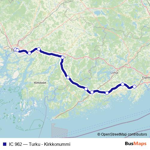 IC 962 rail Line Map